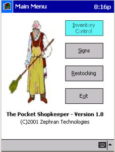 WineSoft handheld inventory screen